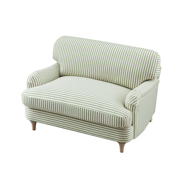 Daphnis Green Striped Linen Blend Sofa, Loveseat