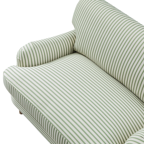 Daphnis Green Striped Linen Blend Sofa, Loveseat