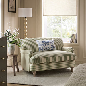 Daphnis Green Striped Linen Blend Sofa, Loveseat