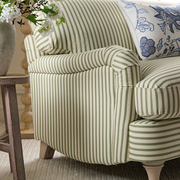 Daphnis Green Striped Linen Blend Sofa, Loveseat - daals