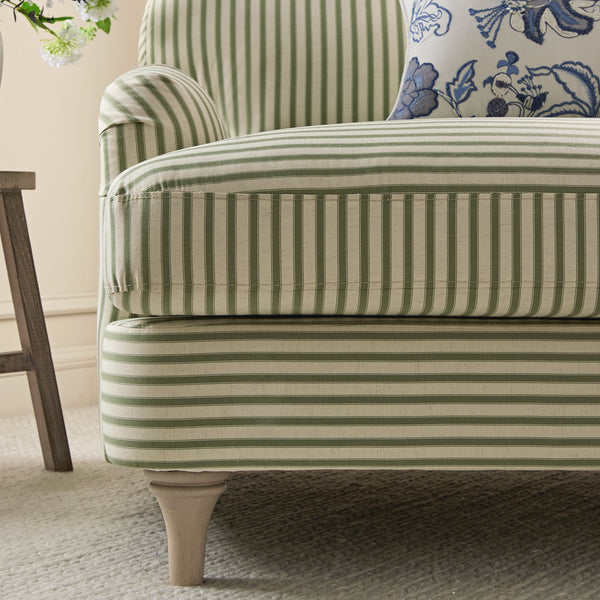 Daphnis Green Striped Linen Blend Sofa, Loveseat - daals