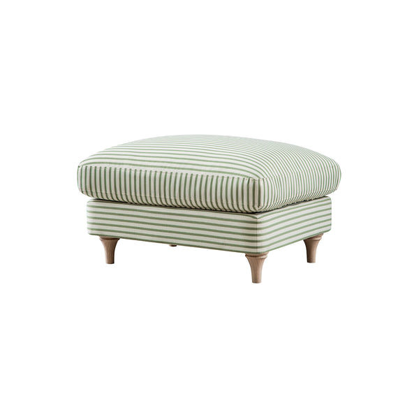 Daphnis Green Striped Linen Blend Footstool