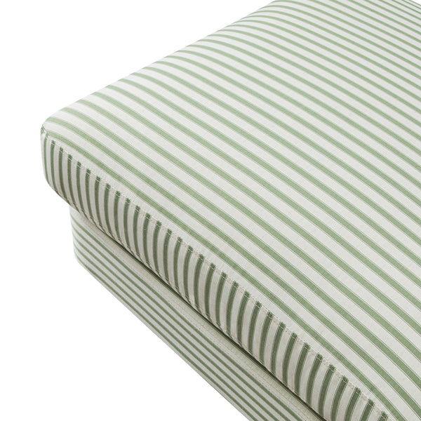 Daphnis Green Striped Linen Blend Footstool