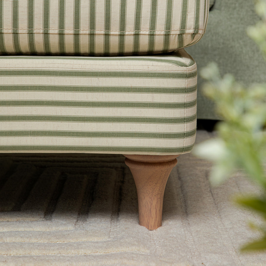 Daphnis Green Striped Linen Blend Footstool