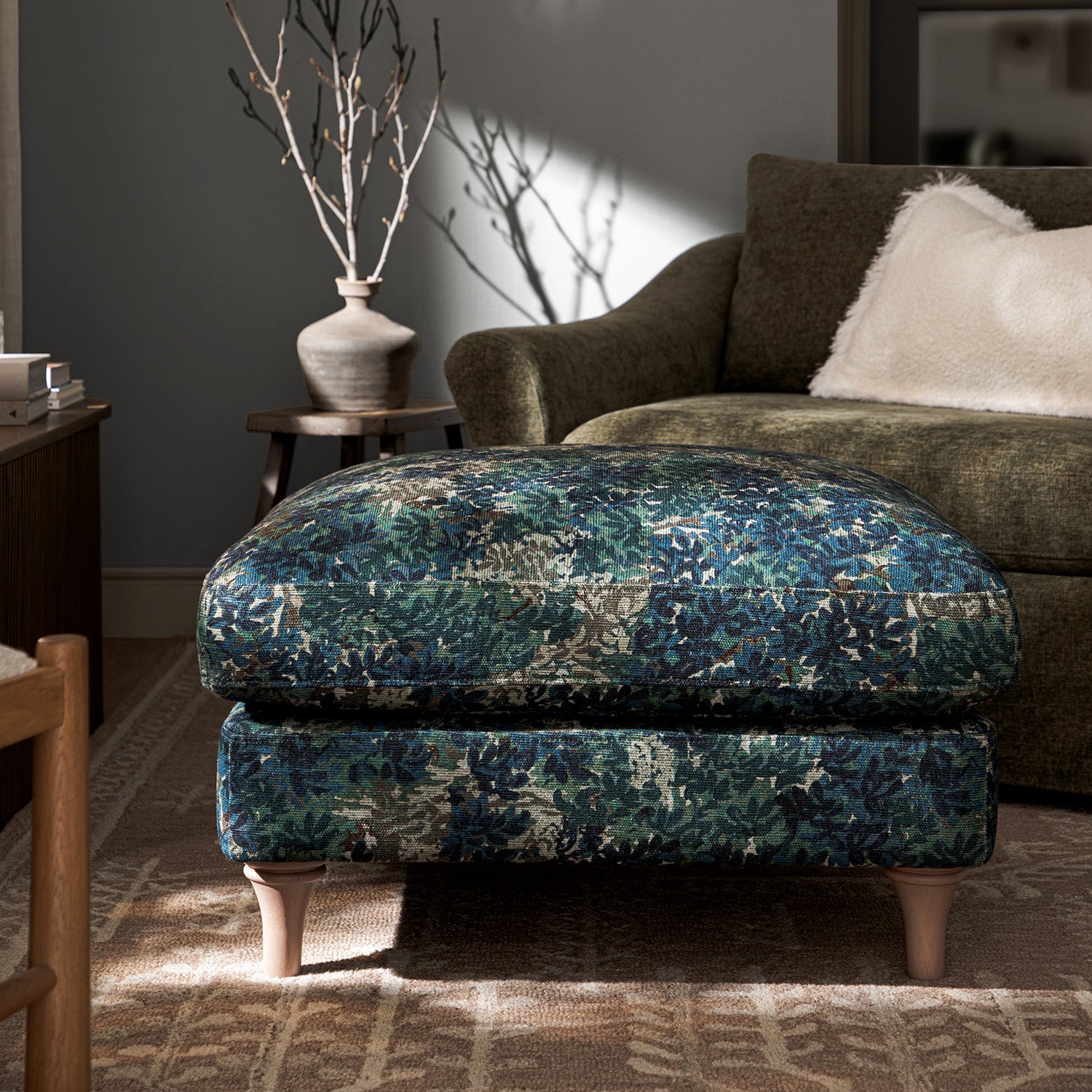 Daphnis Julien Linen Blend Patterned Footstool - daals