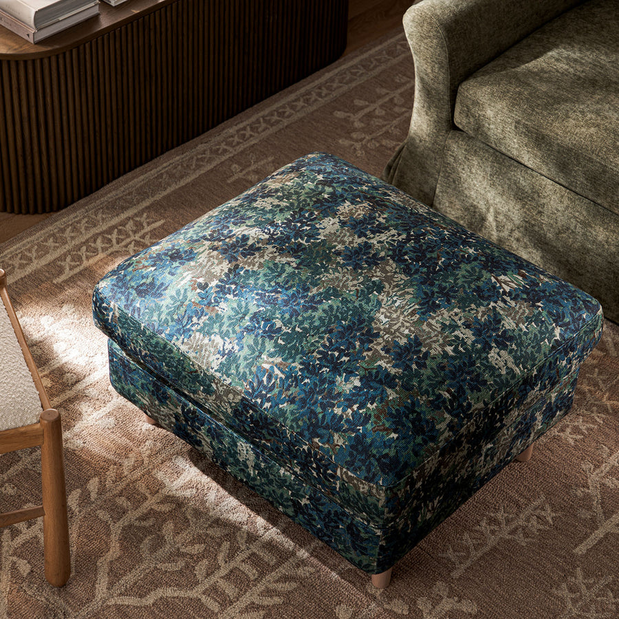 Daphnis Julien Linen Blend Patterned Footstool