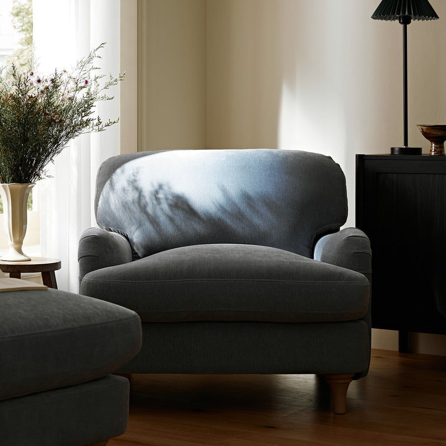Daphnis Soft Blue Chenille Sofa, 1-Seater - daals