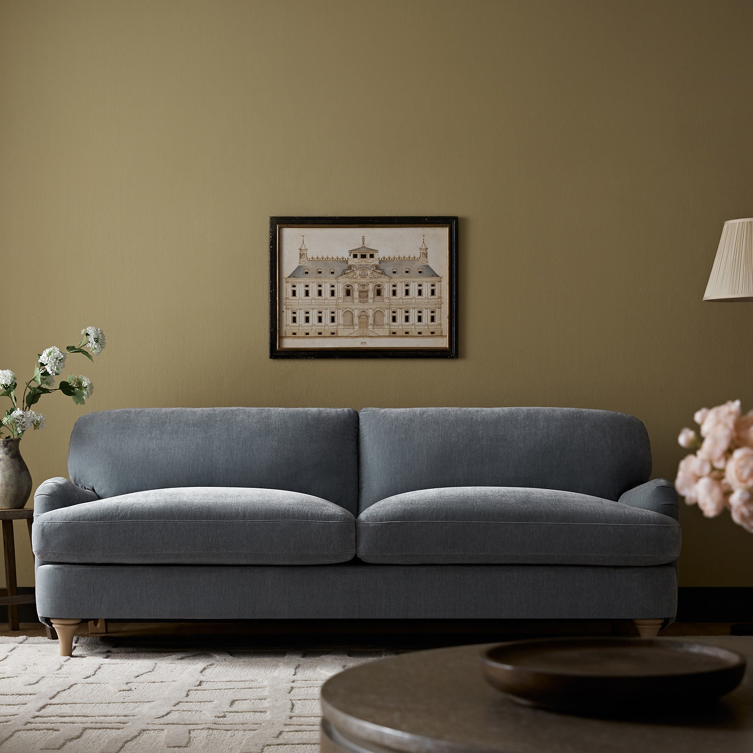 Daphnis Soft Blue Chenille Sofa, 3-Seater - daals
