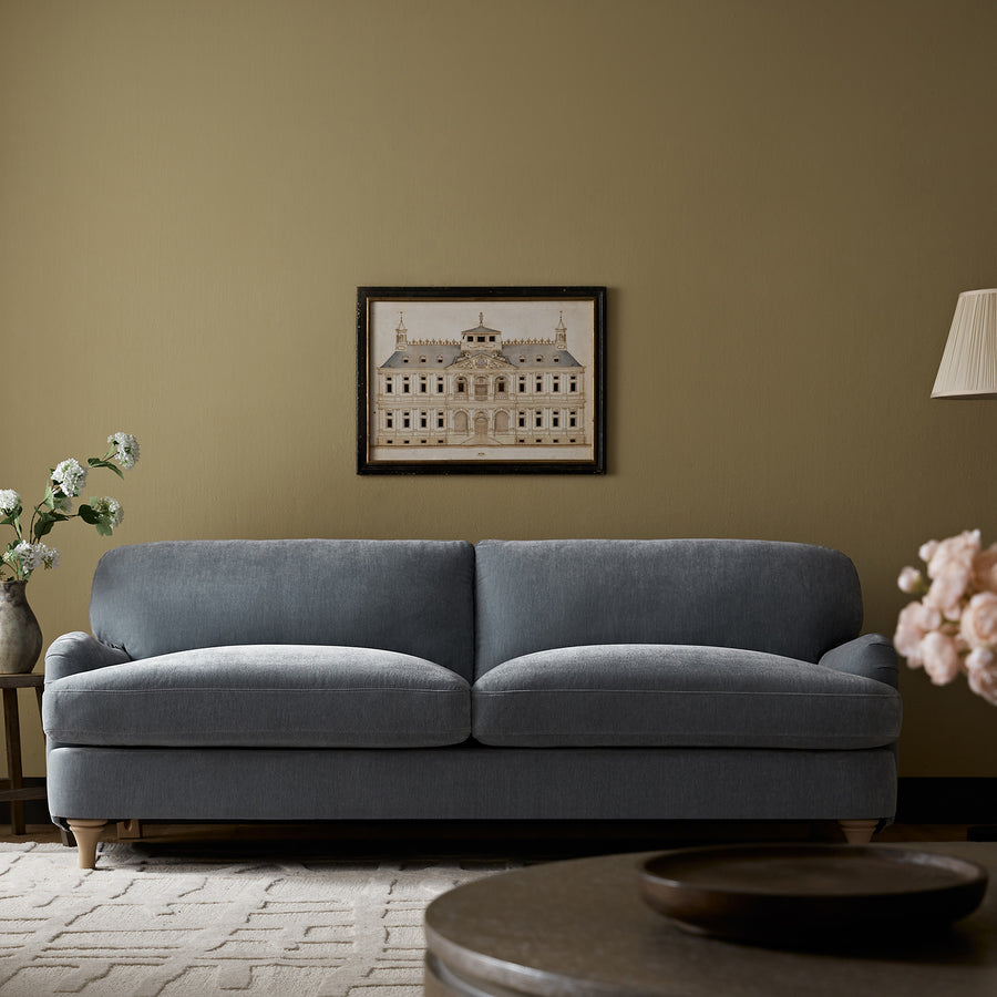 Daphnis Soft Blue Chenille Sofa, 3-Seater