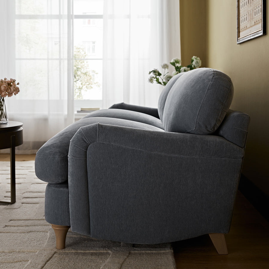 Daphnis Soft Blue Chenille Sofa, 3-Seater