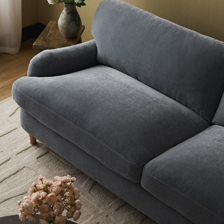 Daphnis Soft Blue Chenille Sofa, 3-Seater