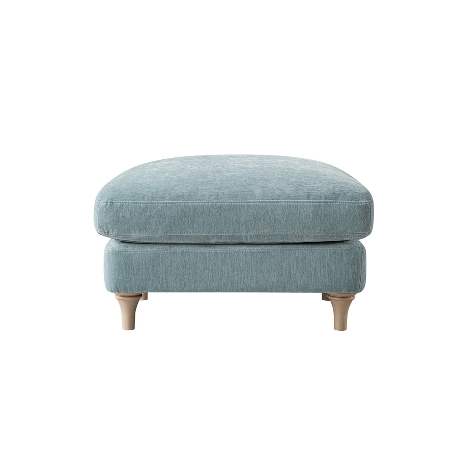 Daphnis Soft Blue Chenille Sofa, Footstool