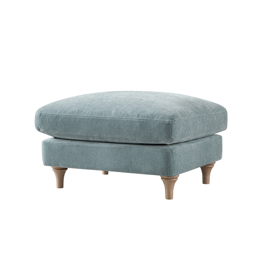 Daphnis Soft Blue Chenille Sofa, Footstool