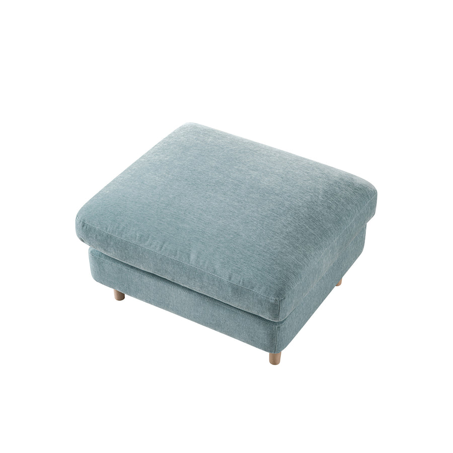 Daphnis Soft Blue Chenille Sofa, Footstool