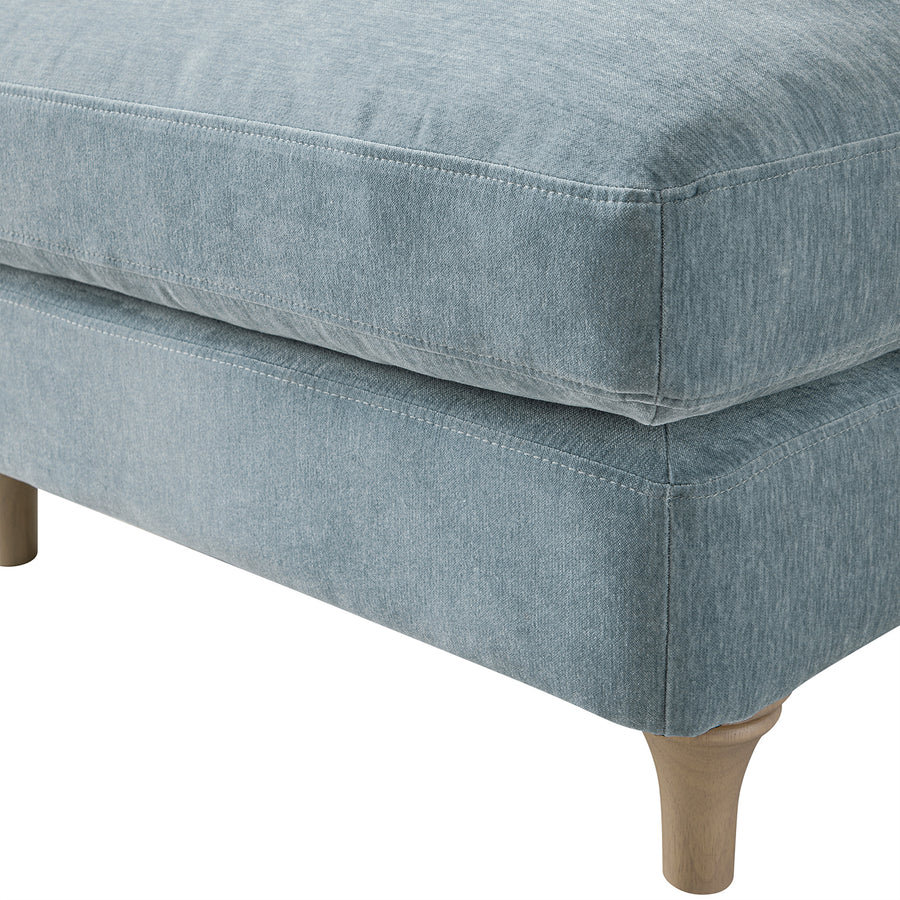 Daphnis Soft Blue Chenille Sofa, Footstool