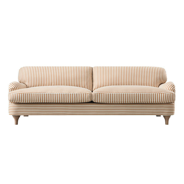 Daphnis Ochre Striped Linen Blend Sofa, 3-Seater