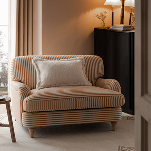 Daphnis Ochre Striped Linen Blend Sofa, Loveseat