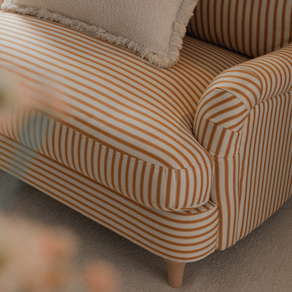 Daphnis Ochre Striped Linen Blend Sofa, Loveseat