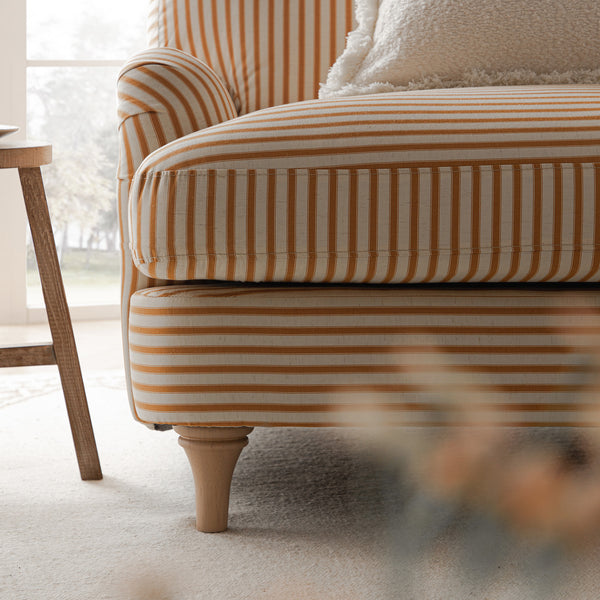 Daphnis Ochre Striped Linen Blend Sofa, Loveseat