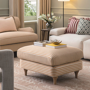 Daphnis Ochre Striped Linen Blend Footstool