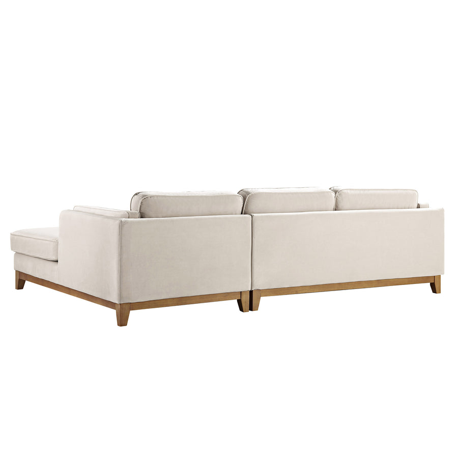 Dipley Champagne Velvet Sofa, Grande Chaise Sofa Right Hand Facing