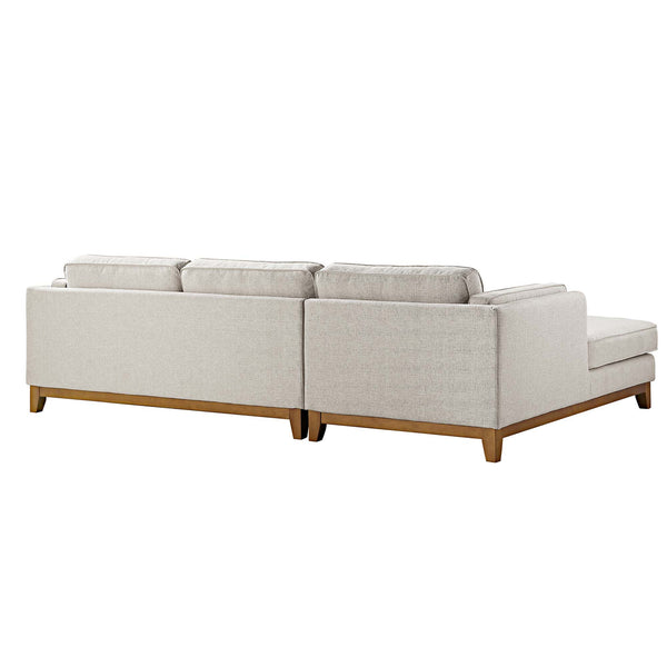 Dipley Oatmeal Woven Fabric Sofa, Grande Chaise Sofa Left Hand Facing