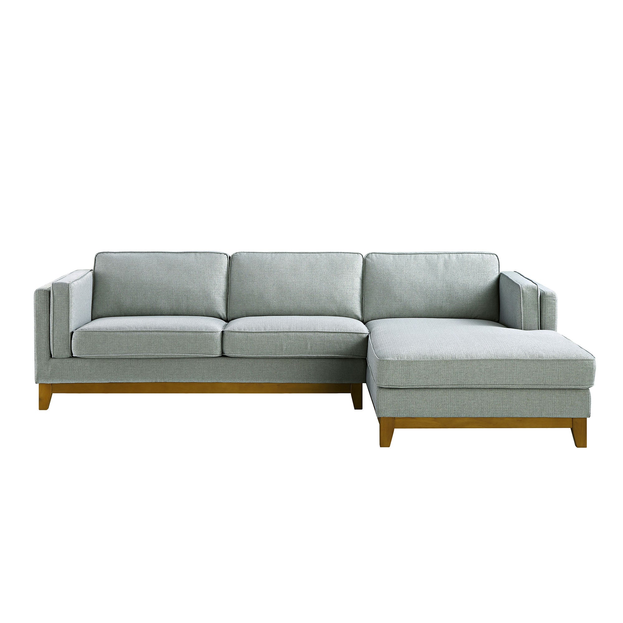 Dipley Sage Woven Fabric Sofa, Grande Chaise Sofa Right Hand