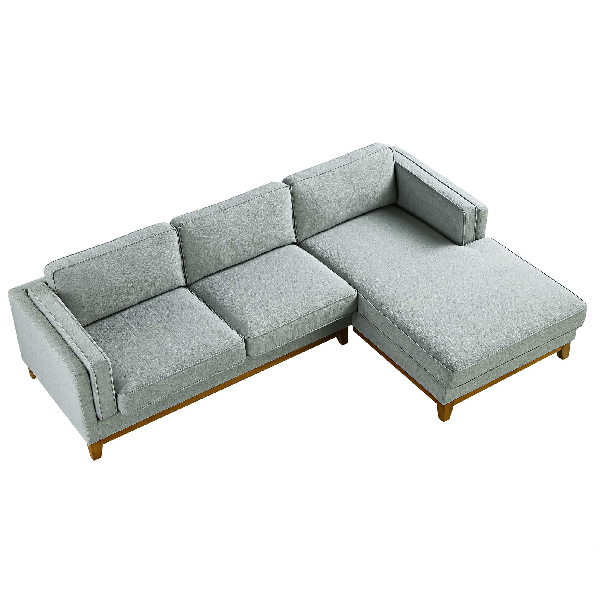 Dipley Sage Woven Fabric Sofa, Grande Chaise Sofa Right Hand