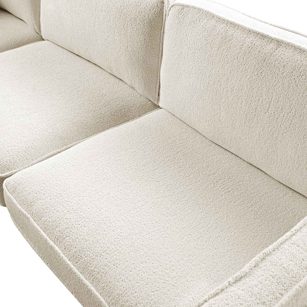 Dipley Beige Boucle Fabric Grande Corner Sofa