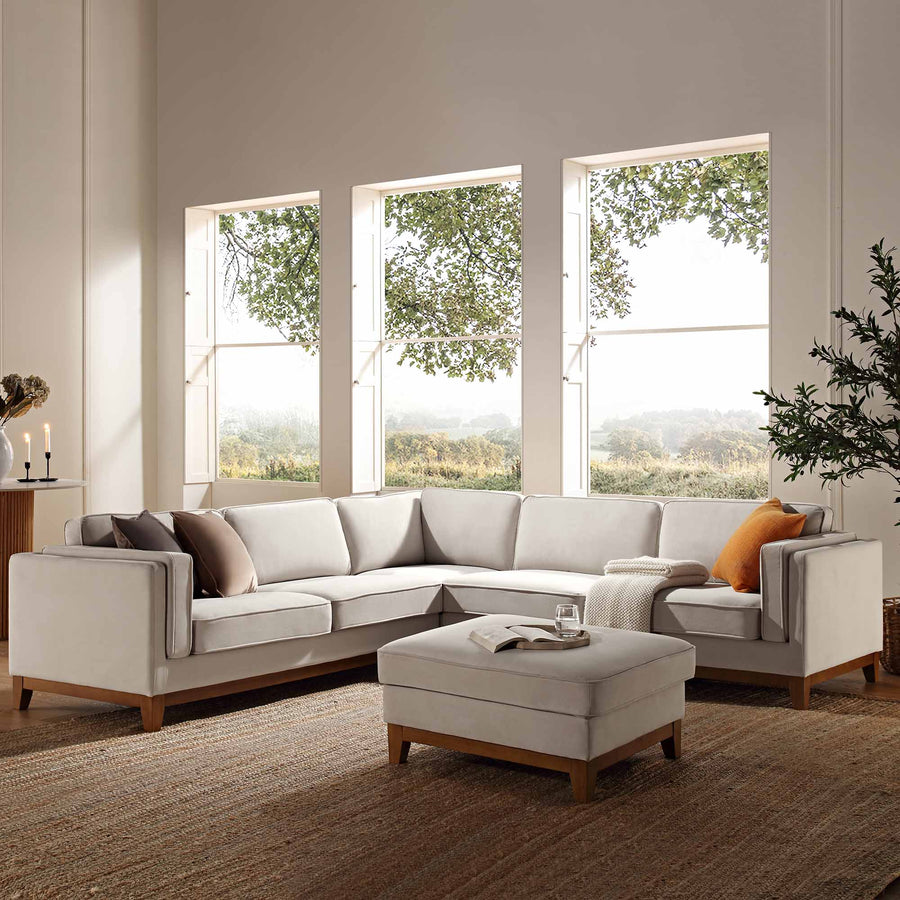 Dipley Champagne Velvet Grande Corner Sofa