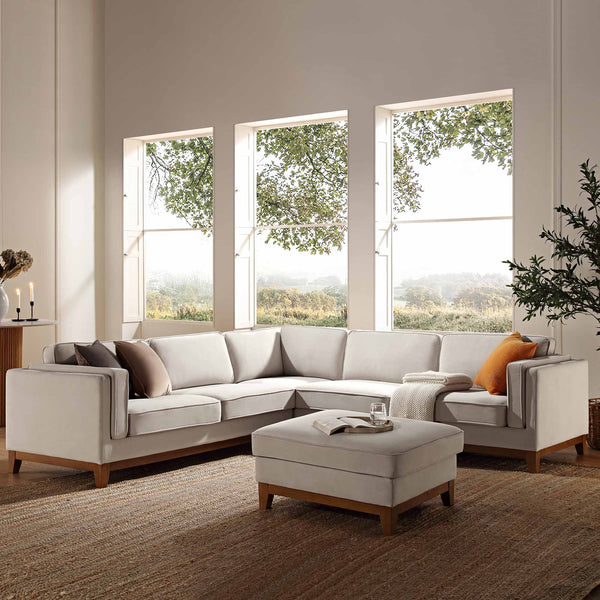 Dipley Champagne Velvet Grande Corner Sofa