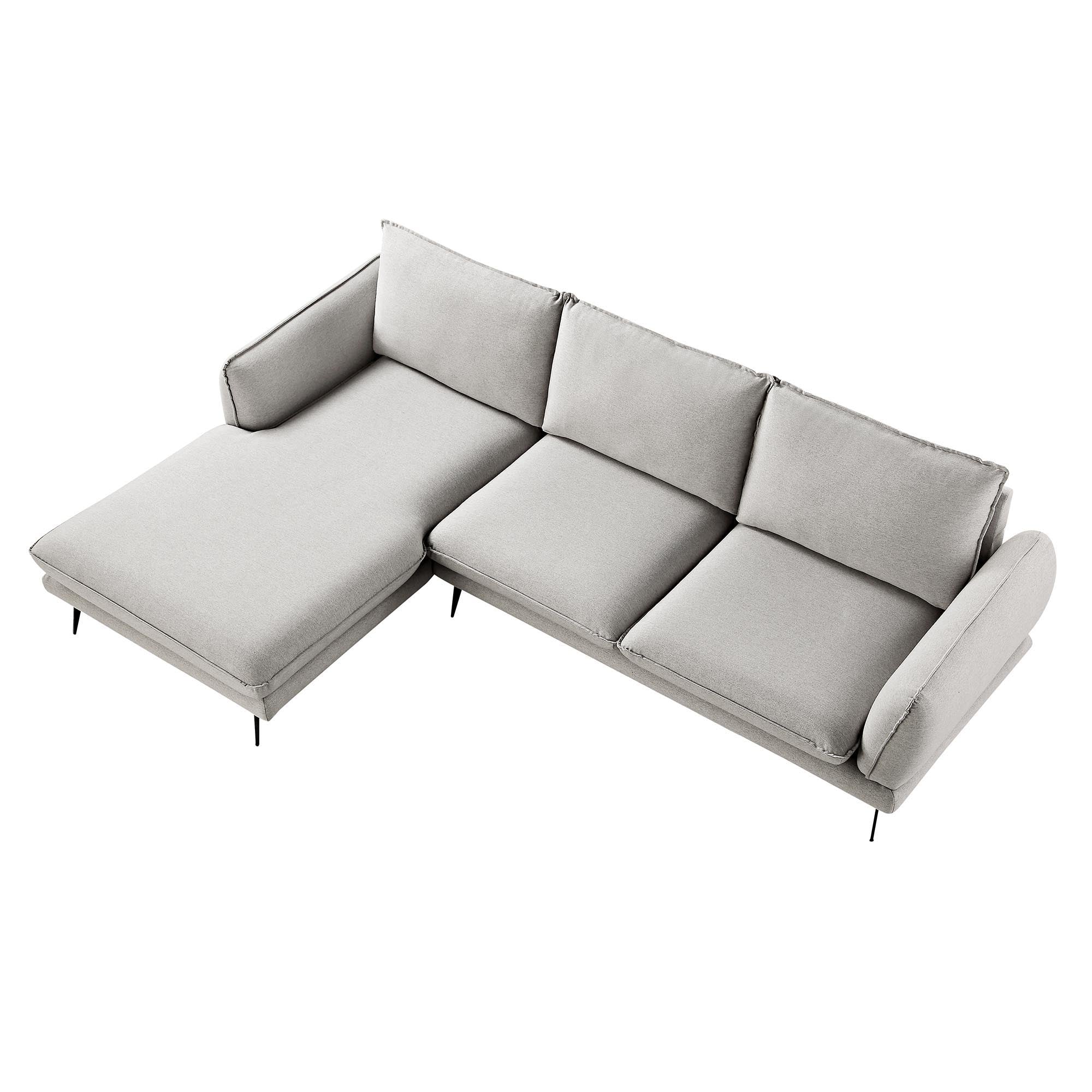 Obriel Grey Marl Fabric Sofa, Grande Chaise Sofa Left Hand