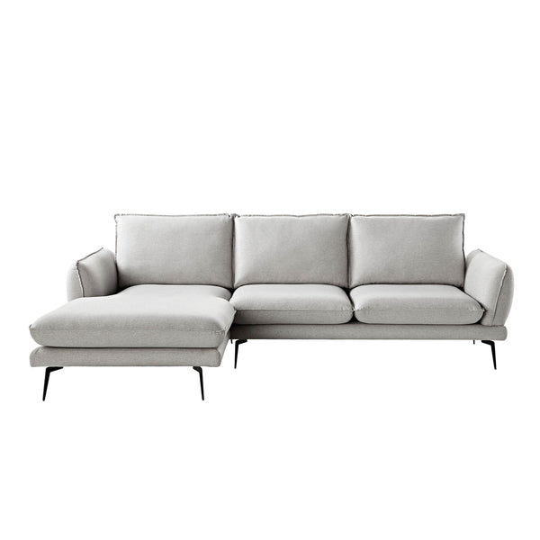 Obriel Grey Marl Fabric Sofa, Grande Chaise Sofa Left Hand Facing