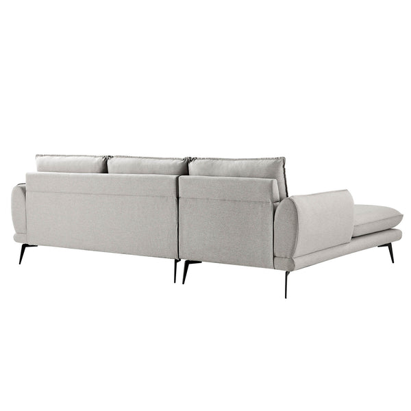 Obriel Grey Marl Fabric Sofa, Grande Chaise Sofa Left Hand Facing