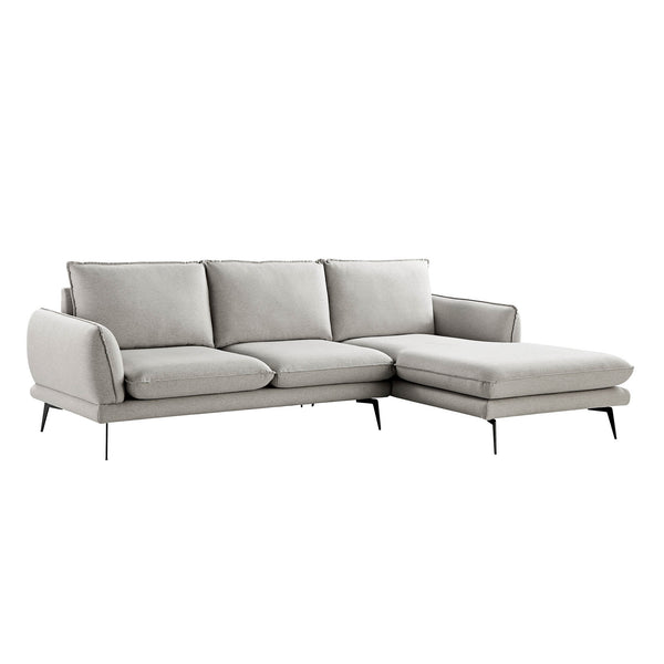 Obriel Grey Marl Fabric Sofa, Grande Chaise Sofa Right Hand