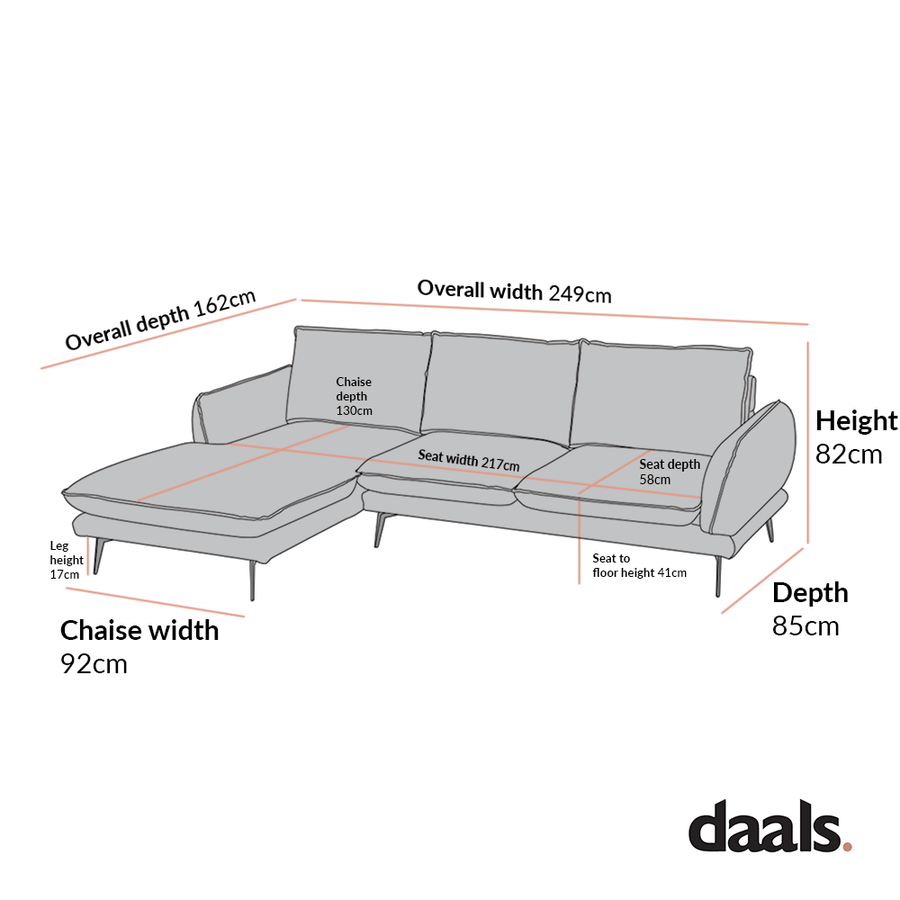 Obriel Grey Marl Fabric Sofa, Grande Chaise Sofa Left Hand Facing
