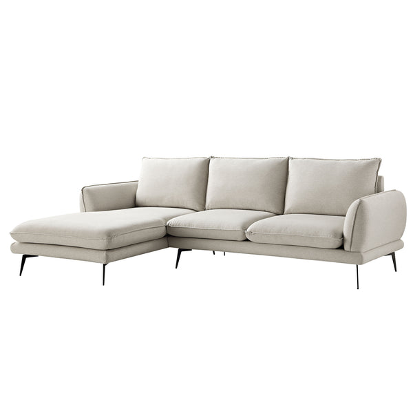Obriel Oatmeal Fabric Sofa, Grande Chaise Sofa Left Hand Facing