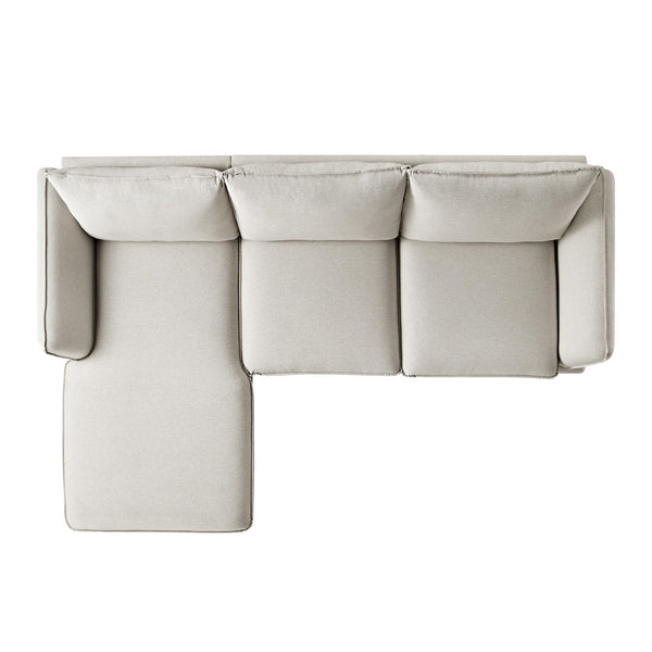 Obriel Oatmeal Fabric Sofa, Grande Chaise Sofa Left Hand Facing
