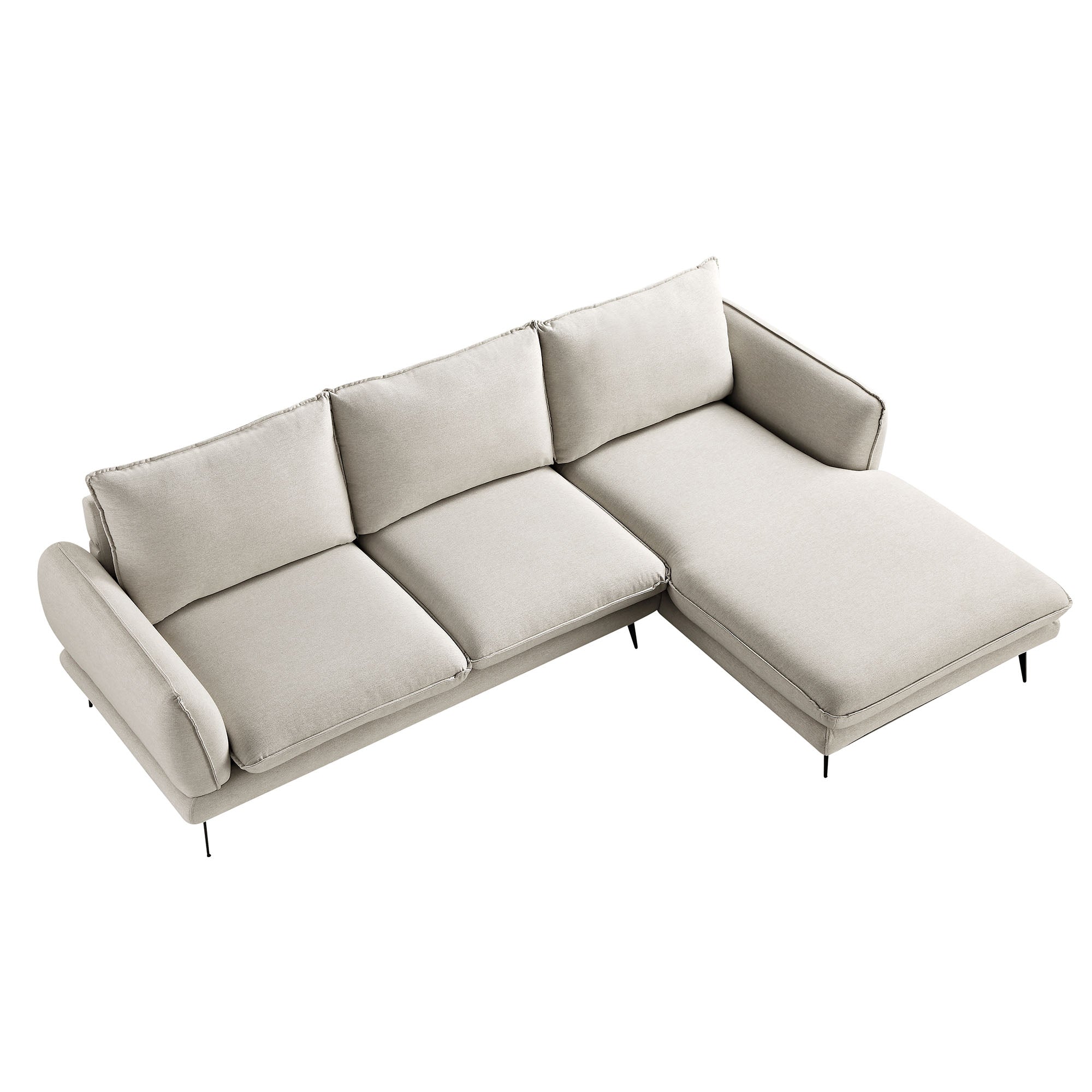 Obriel Oatmeal Fabric Sofa, Grande Chaise Sofa Right Hand
