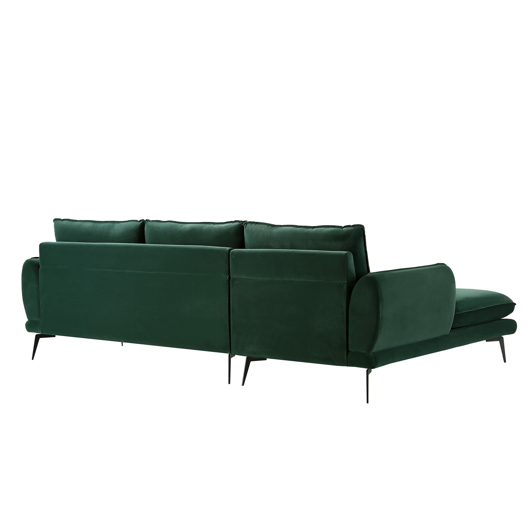 Obriel Forest Green Velvet Sofa, Grande Chaise Sofa Left Hand