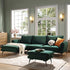 Obriel Forest Green Velvet Sofa, Grande Chaise Sofa Left Hand Facing - daals