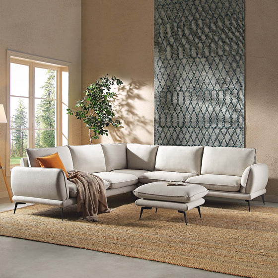 Obriel Oatmeal Fabric Grande Corner Sofa