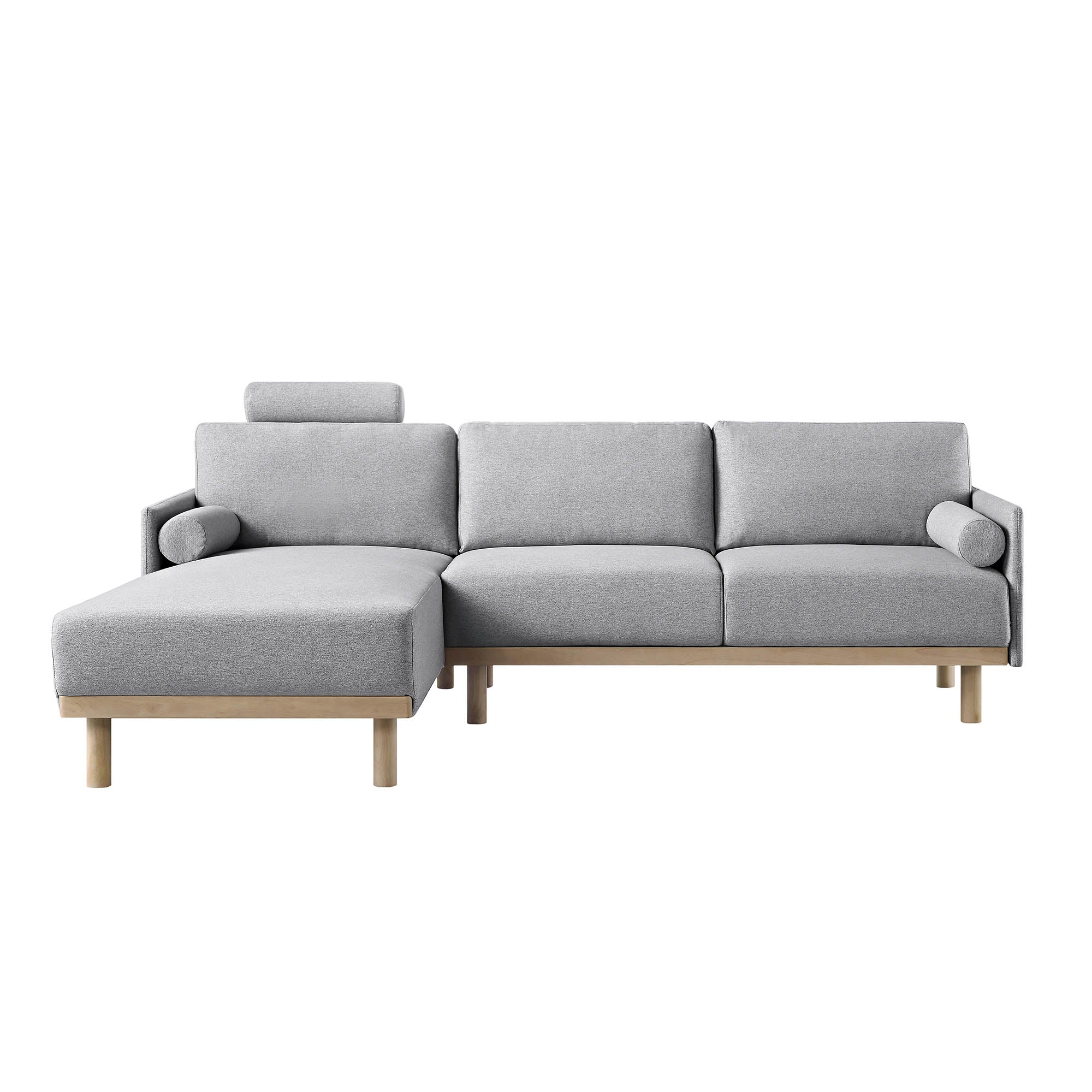 Timber Grey Marl Fabric Sofa, Large 3-Seater Chaise Sofa Left Hand