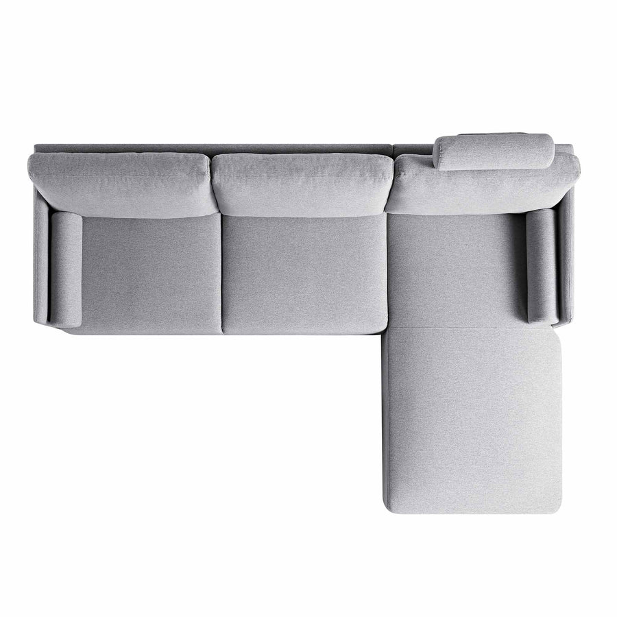 Timber Grey Marl Fabric Sofa, Large 3-Seater Chaise Sofa Right Hand Facing