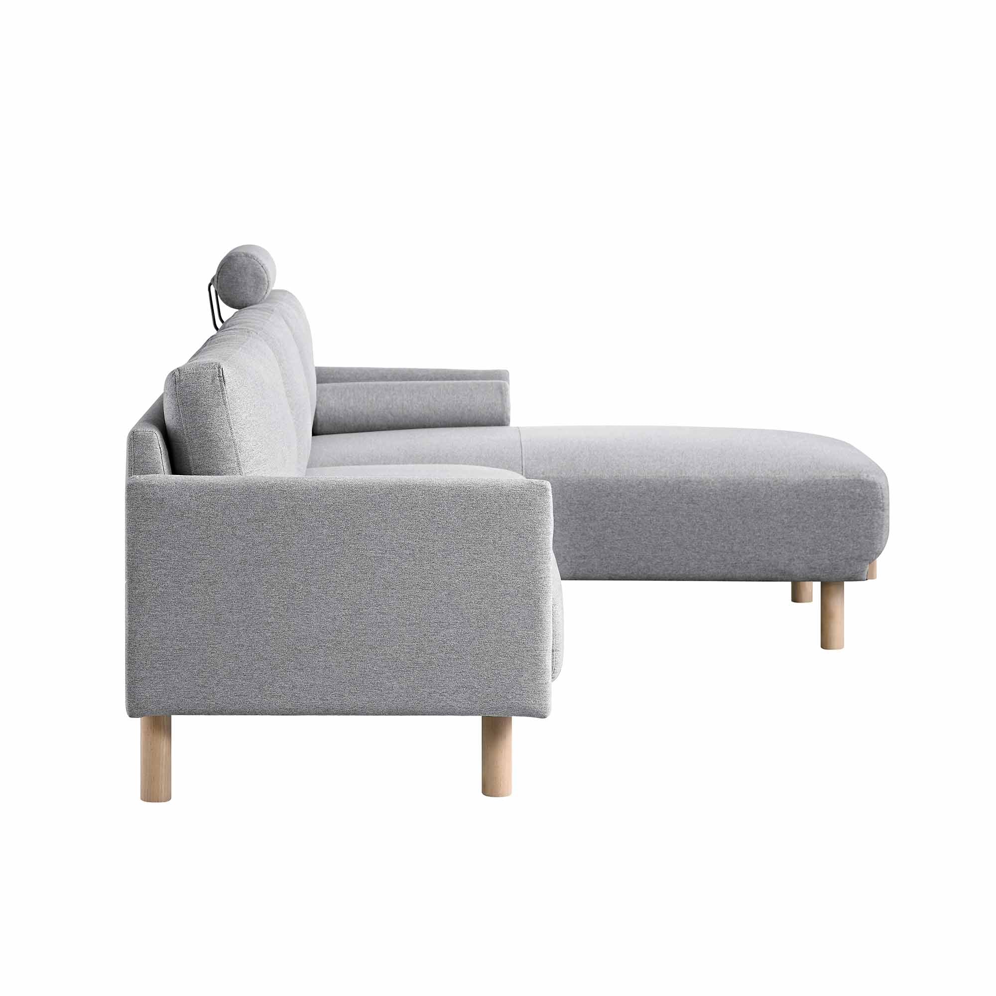 Timber Grey Marl Fabric Sofa, Large 3-Seater Chaise Sofa Right Hand