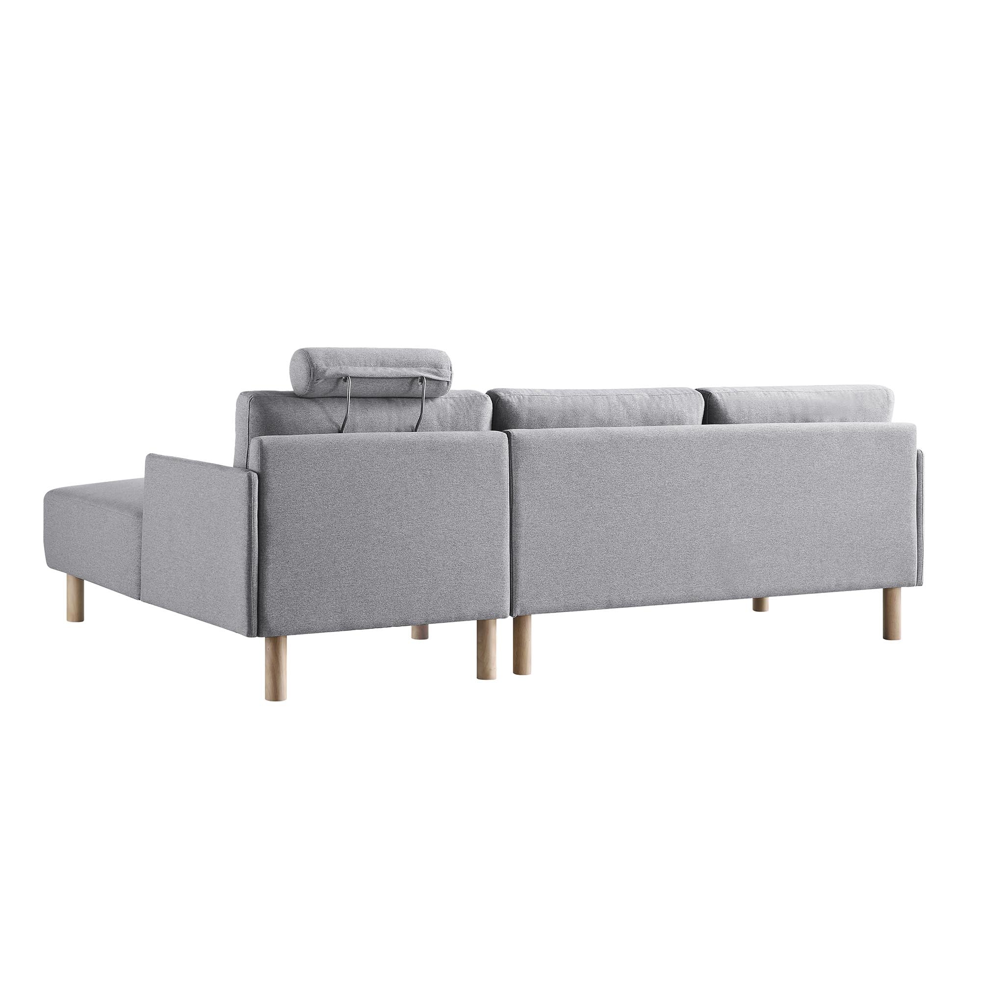 Timber Grey Marl Fabric Sofa, Large 3-Seater Chaise Sofa Right Hand