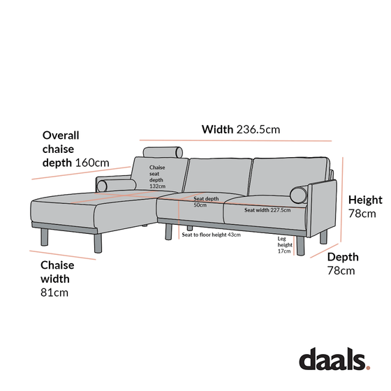 Timber Sage Green Fabric Sofa, Large 3-Seater Chaise Sofa Left Hand Facing