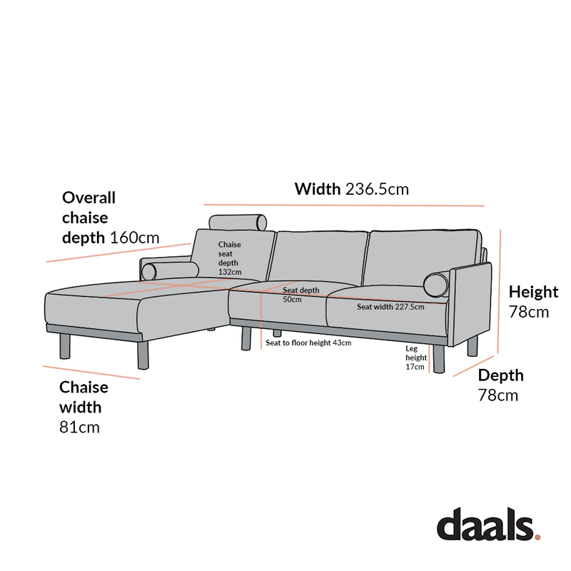 Timber Sage Green Fabric Sofa, Large 3-Seater Chaise Sofa Left Hand Facing