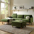 Timber Fern Green Velvet Sofa, Large 3 - Seater Chaise Sofa Left Hand Facing - daals