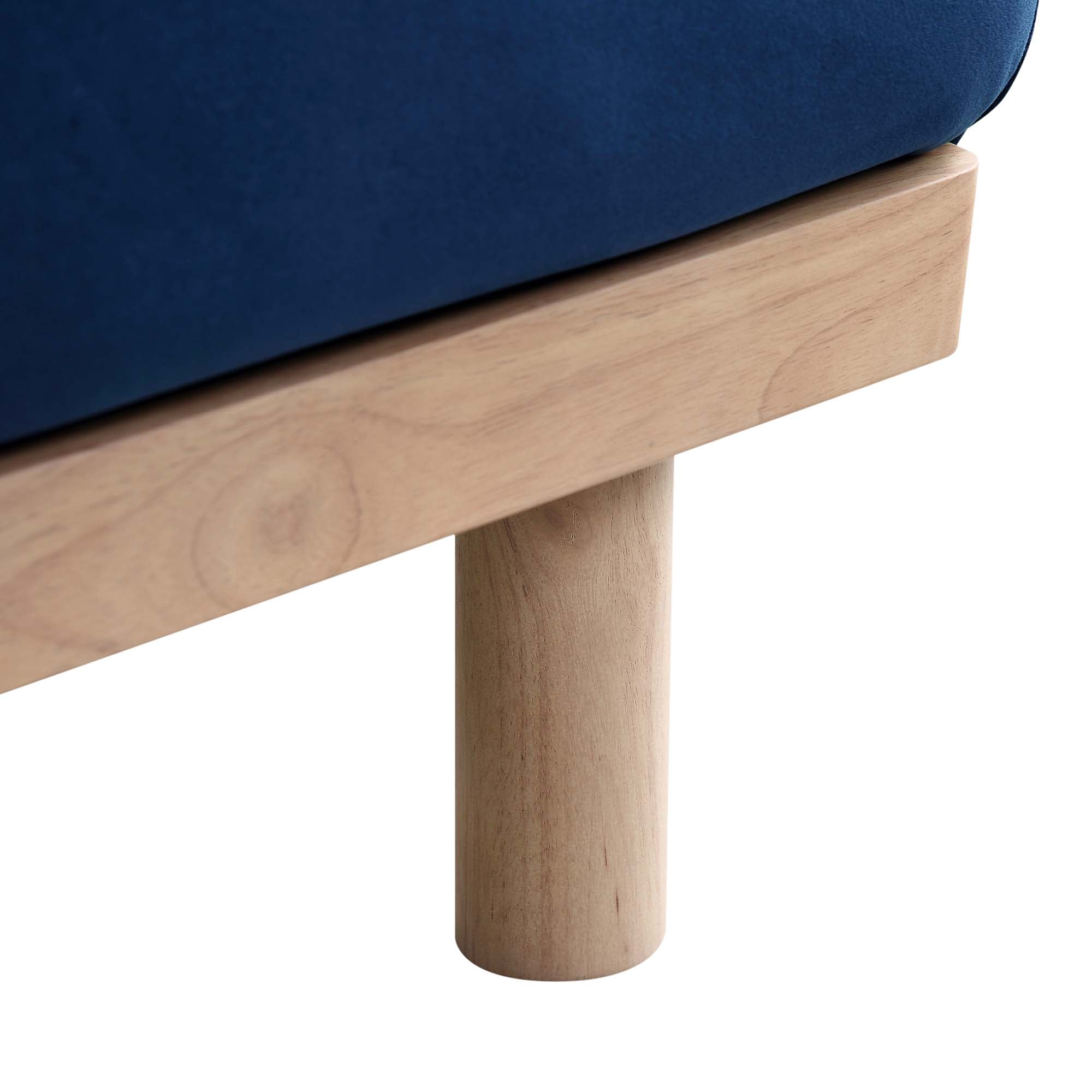 Timber Navy Blue Velvet Sofa, Large 3-Seater Chaise Sofa Left Hand